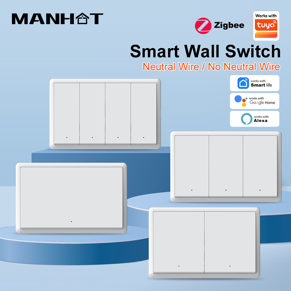 Smart Home Voice Control - MANHOT ZigBee3.0 Smart Switch No Neutral