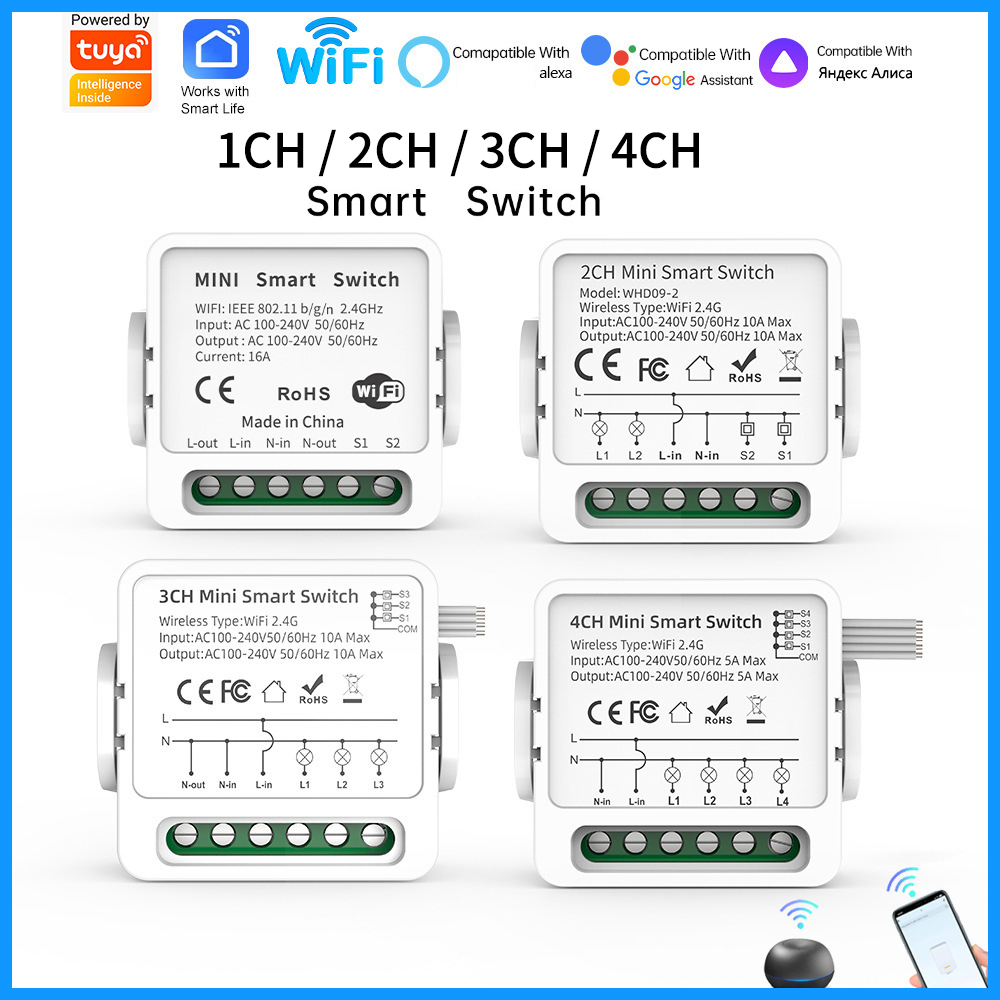 Tuya WiFi Smart Switch 1/2/3/4 - огляд і ціна Smart Home Voice Control