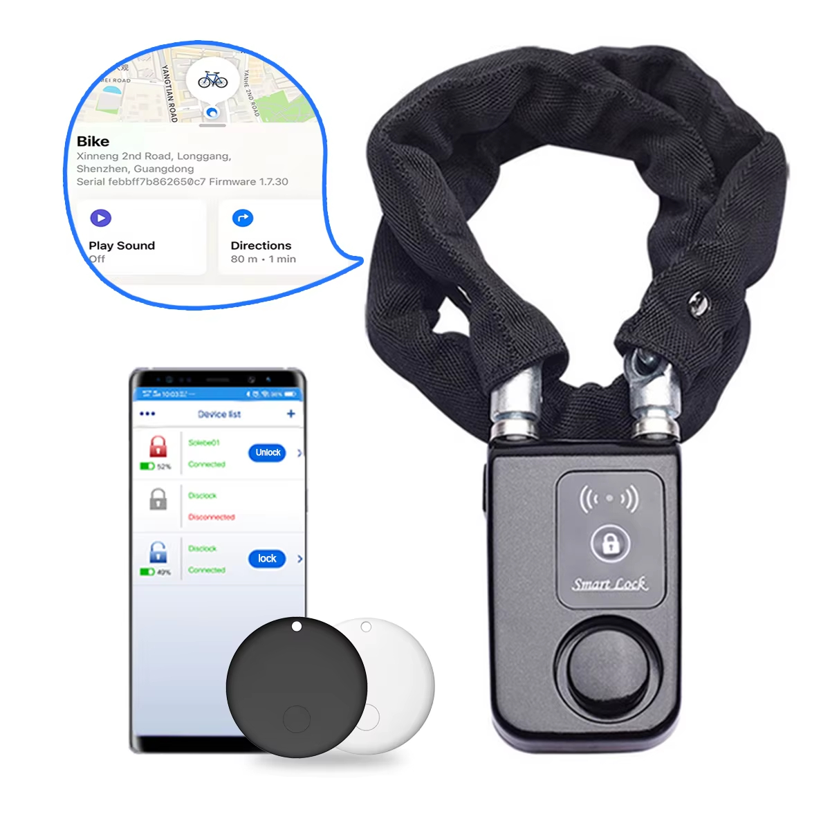 110dB Alarm Bike Chain Lock wi - огляд і ціна Smart Home Group