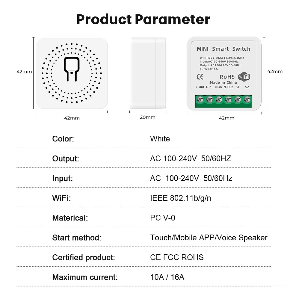 Mini 16A WiFi Switch Work with - огляд і ціна Smart Home Matter